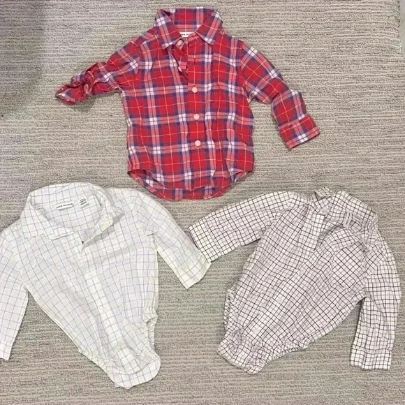 NWOT 3-6 month Janie and Jack plaid shirt/onesie bundle of 3 - Picture 1 of 9